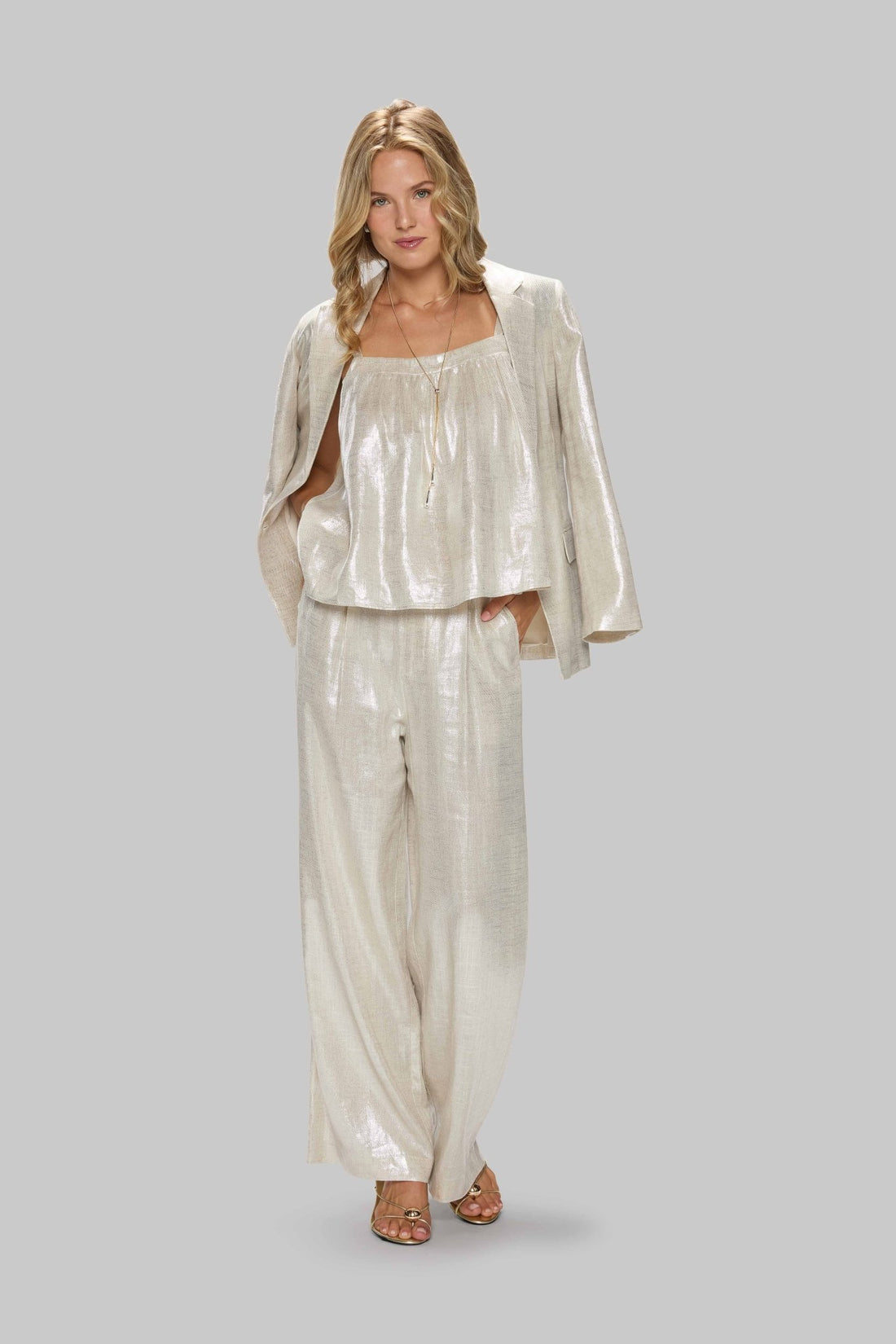 Metallic Linen Blazer - Jasmine Elaine